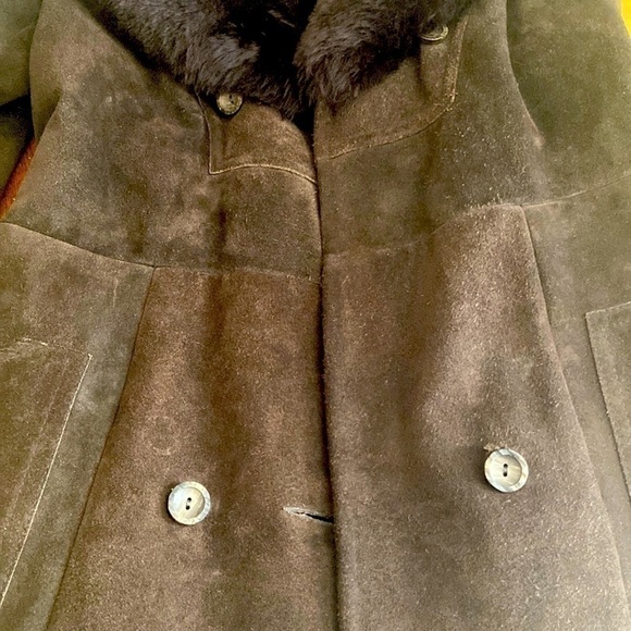 Vintage Faux Fur Trimmed Suede Coat by AF Originals NY Medium - Picture 9 of 14